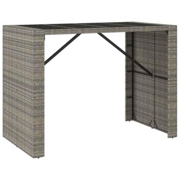 7-tlg. Gartenbar-Set Grau Poly Rattan