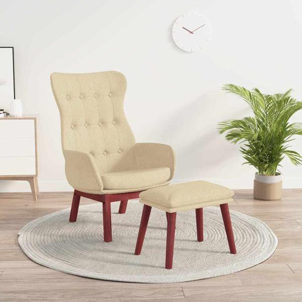 ARDEBO.de - Relaxsessel mit Hocker Creme Stoff