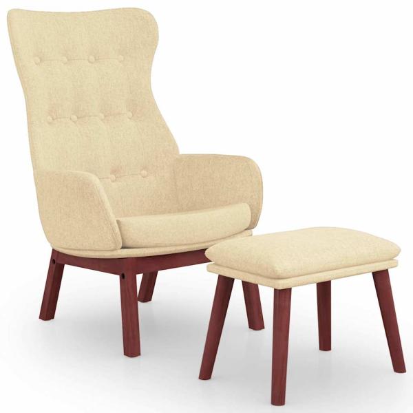 Relaxsessel mit Hocker Creme Stoff
