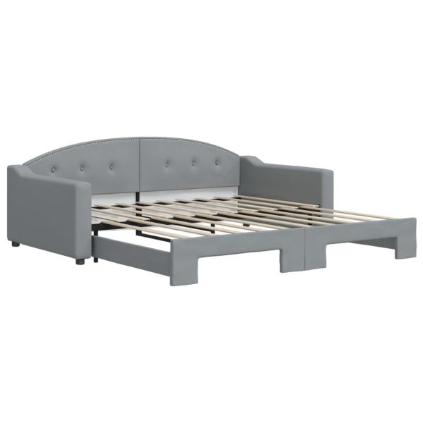Tagesbett Ausziehbar Hellgrau 100x190 cm Stoff