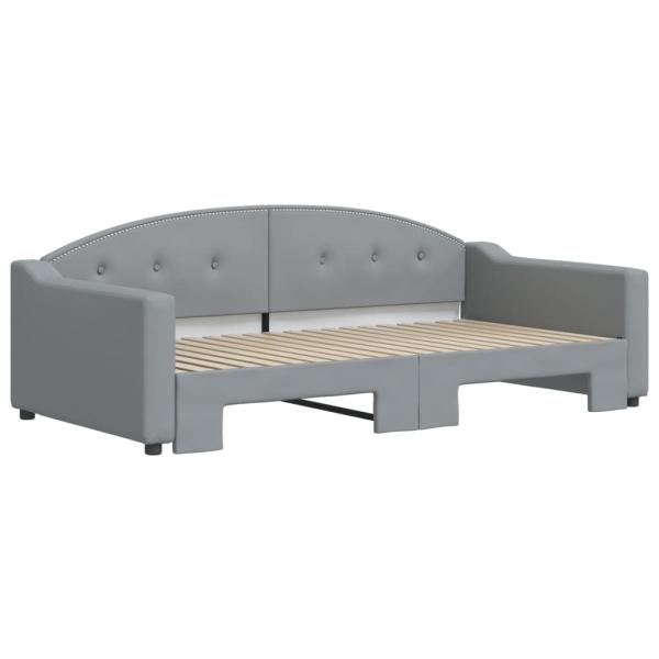 Tagesbett Ausziehbar Hellgrau 100x190 cm Stoff