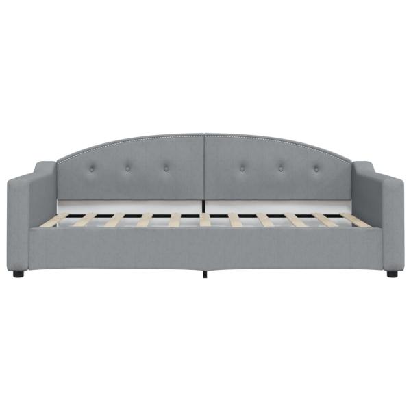 Tagesbett Ausziehbar Hellgrau 100x190 cm Stoff