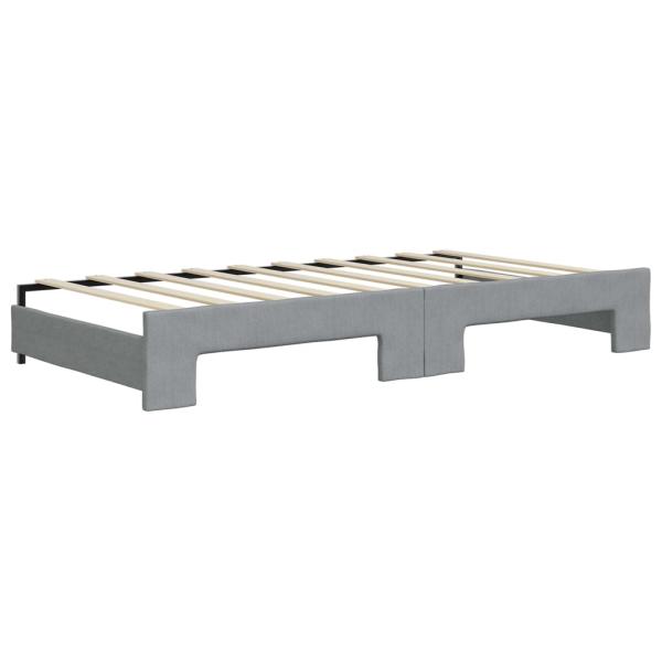 Tagesbett Ausziehbar Hellgrau 100x190 cm Stoff