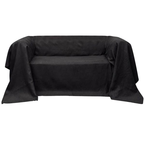 ARDEBO.de - Micro-Suede Sofaüberwurf Tagesdecke Anthrazit 140 x 210 cm