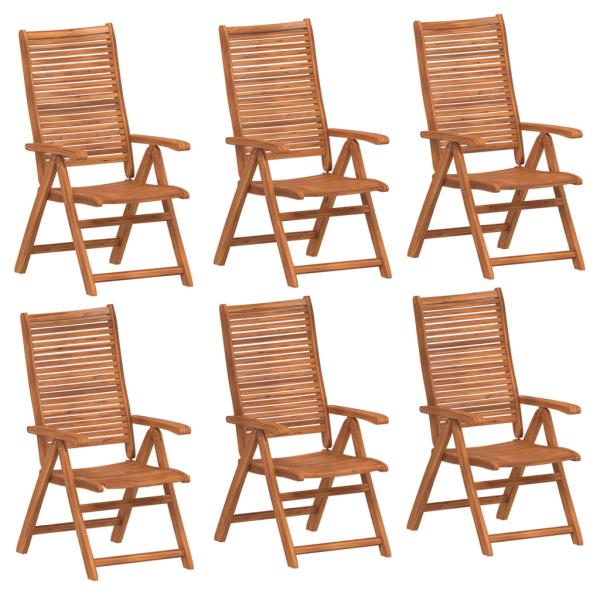 6 Stück verstellbare Klappstühle, 56 x 72 x 107 cm, Massivholz Akazie