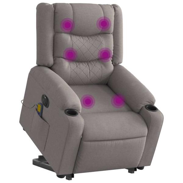 ARDEBO.de - Elektrischer Massagesessel mit Aufstehhilfe Taupe Stoff