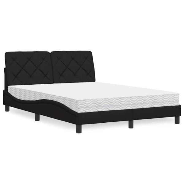 Bett mit Matratze Schwarz 140x200 cm Stoff