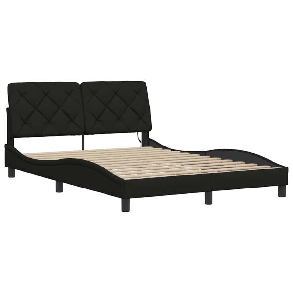 Bettgestell mit LED ohne Matratze Schwarz 140x200 cm Stoff