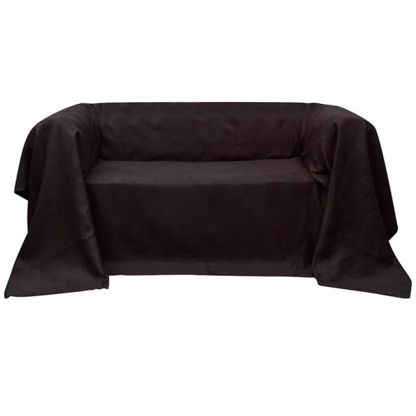 ARDEBO.de - Micro-Suede Sofaüberwurf Tagesdecke Braun 270 x 350 cm