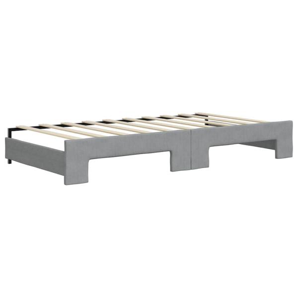 Tagesbett Ausziehbar mit Schubladen Hellgrau 100x190 cm Stoff