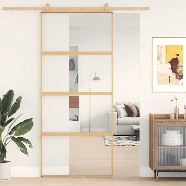 ARDEBO.de - Schiebetür Golden 90x205 cm ESG-Klarglas und Aluminium