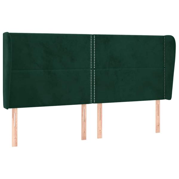 Kopfteil mit Ohren Dunkelgrün 203x23x118/128 cm Samt