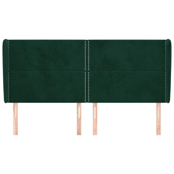 Kopfteil mit Ohren Dunkelgrün 203x23x118/128 cm Samt