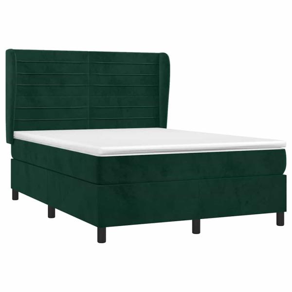 Boxspringbett mit Matratze Dunkelgrün 140x190 cm Samt