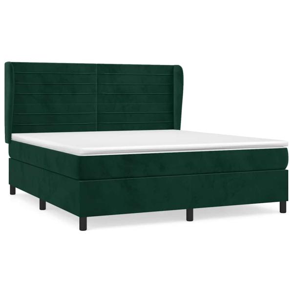 Boxspringbett mit Matratze Dunkelgrün 160x200 cm Samt
