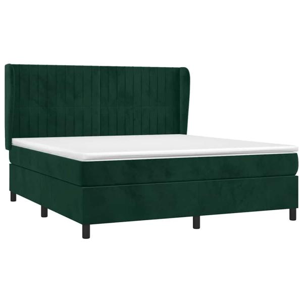 Boxspringbett mit Matratze Dunkelgrün 160x200 cm Samt