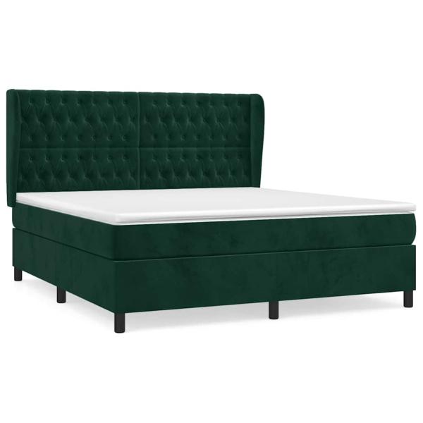 Boxspringbett mit Matratze Dunkelgrün 160x200 cm Samt