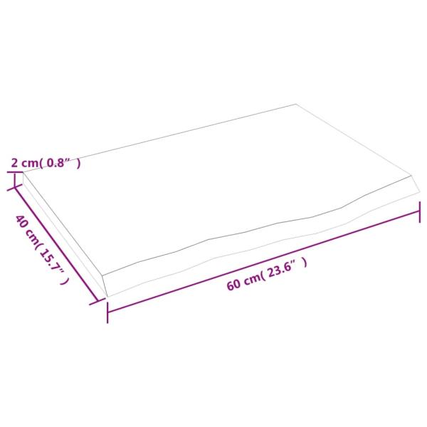 Tischplatte Hellbraun 60x40x2 cm Massivholz Eiche Behandelt