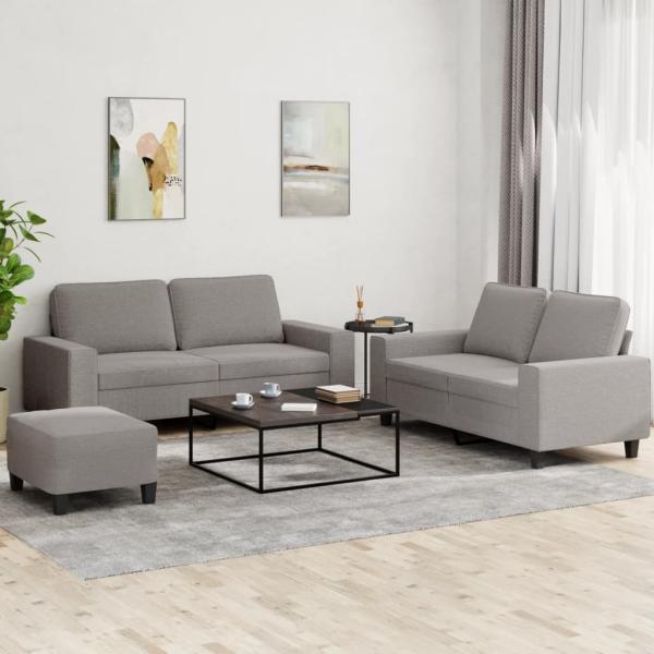 ARDEBO.de - 3-tlg. Sofagarnitur Taupe Stoff