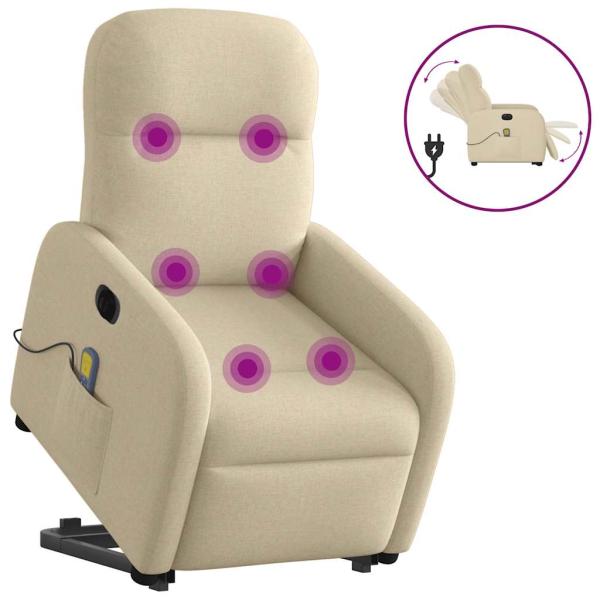 ARDEBO.de - Elektrischer Massagesessel mit Aufstehhilfe Creme Stoff