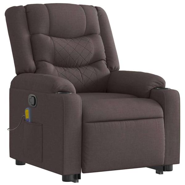 Massagesessel mit Aufstehhilfe Dunkelbraun Stoff