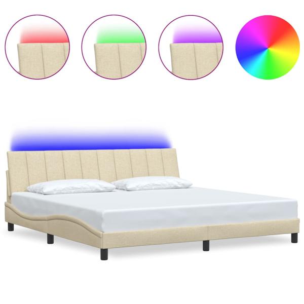 Bettgestell ohne Matratze "Hanko" Creme 200x200 cm Stoff