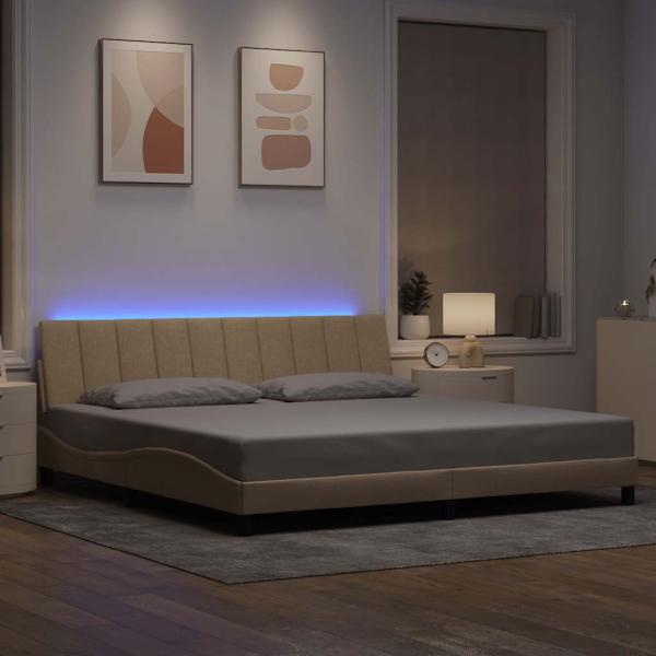 Bettgestell ohne Matratze "Hanko" Creme 200x200 cm Stoff