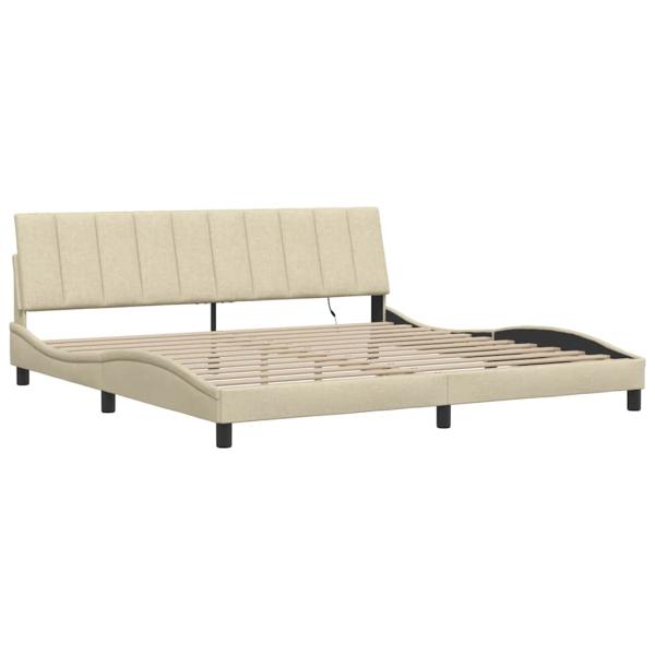Bettgestell ohne Matratze "Hanko" Creme 200x200 cm Stoff