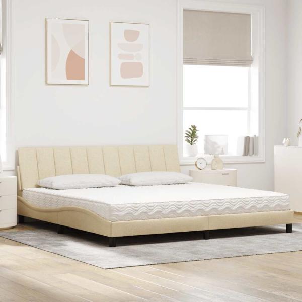 Bett mit Matratze "Hanko" Creme 200x200 cm Stoff