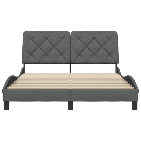 Bettgestell ohne Matratze Dunkelgrau 140x190 cm Stoff