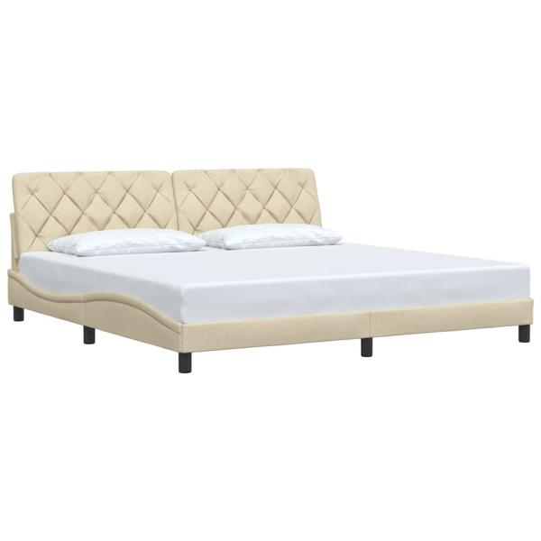 Bettgestell ohne Matratze Creme 200x200 cm Stoff