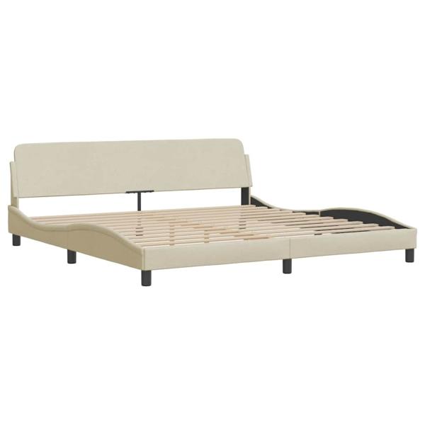Bettgestell ohne Matratze Creme 200x200 cm Stoff