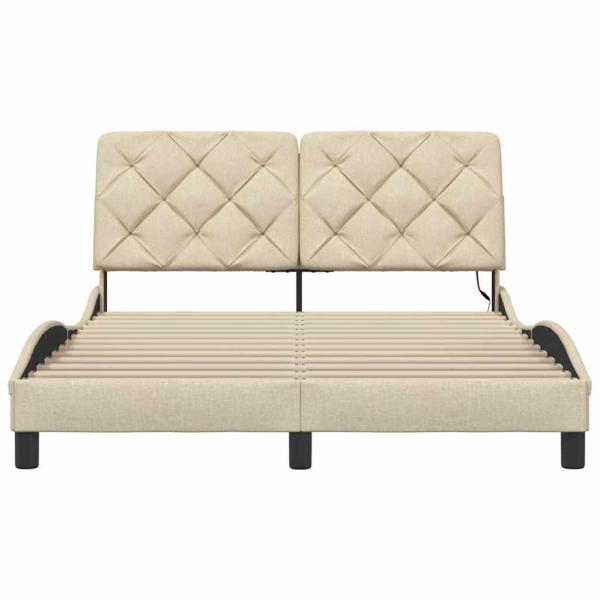 Bettgestell mit LED ohne Matratze Creme 140x200 cm Stoff