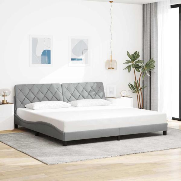 Bettgestell mit LED ohne Matratze Hellgrau 200x200 cm Stoff