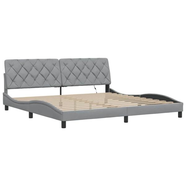 Bettgestell mit LED ohne Matratze Hellgrau 200x200 cm Stoff