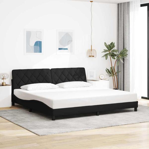 Bettgestell mit LED ohne Matratze Schwarz 200x200 cm Stoff