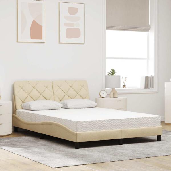 Bett mit Matratze Creme 140x200 cm Stoff