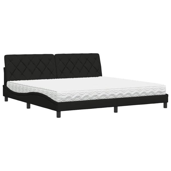 Bett mit Matratze Schwarz 200x200 cm Stoff