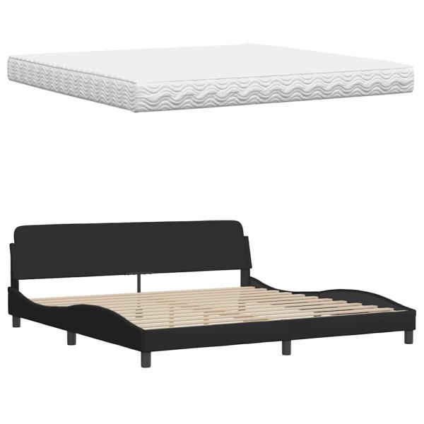 Bett mit Matratze Schwarz 200x200 cm Stoff