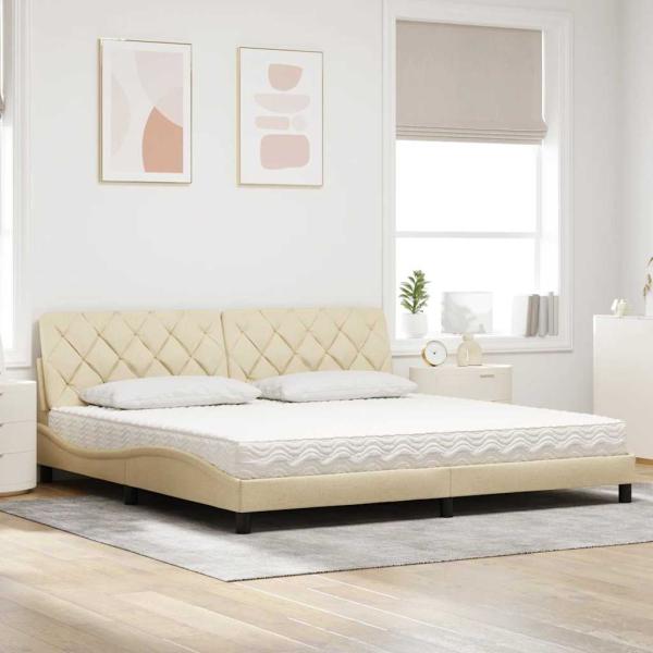 Bett mit Matratze Creme 200x200 cm Stoff