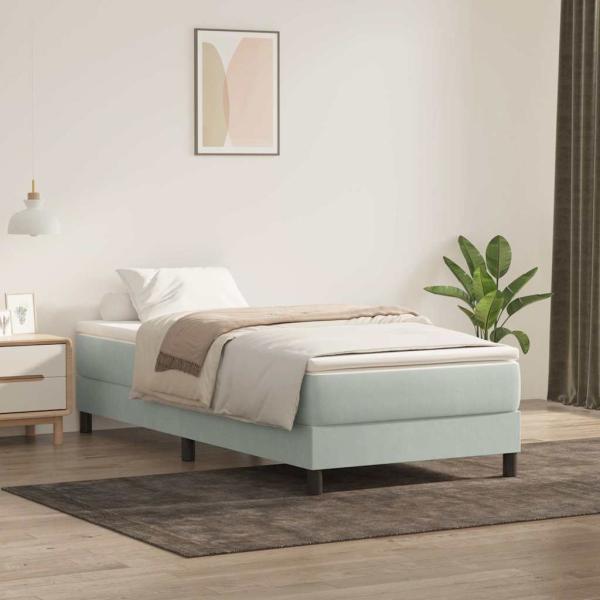ARDEBO.de - Boxspringbett mit Matratze Hellgrau 80x220 cm Samt