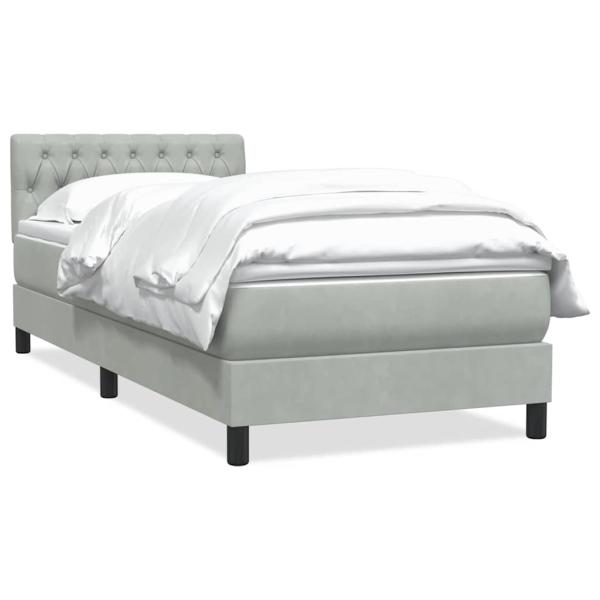 Boxspringbett mit Matratze Hellgrau 80x220 cm Samt