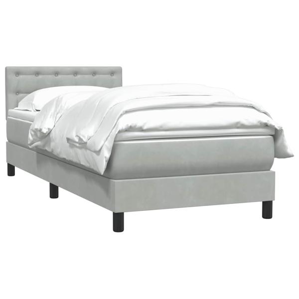 Boxspringbett mit Matratze Hellgrau 80x220 cm Samt
