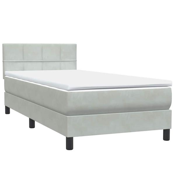 Boxspringbett mit Matratze & LED Hellgrau 80x220 cm Samt