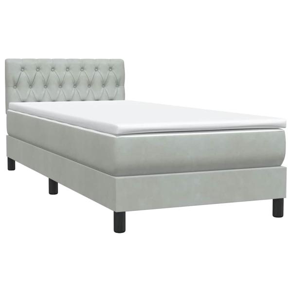 Boxspringbett mit Matratze & LED Hellgrau 80x220 cm Samt