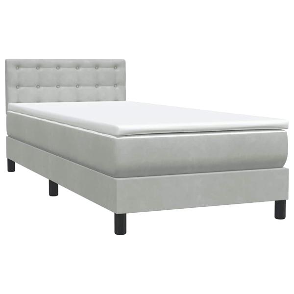 Boxspringbett mit Matratze & LED Hellgrau 80x220 cm Samt