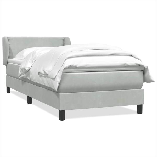 Boxspringbett mit Matratze Hellgrau 80x220 cm Samt
