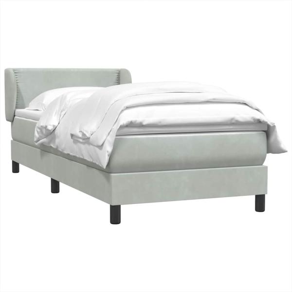 Boxspringbett mit Matratze Hellgrau 80x220 cm Samt