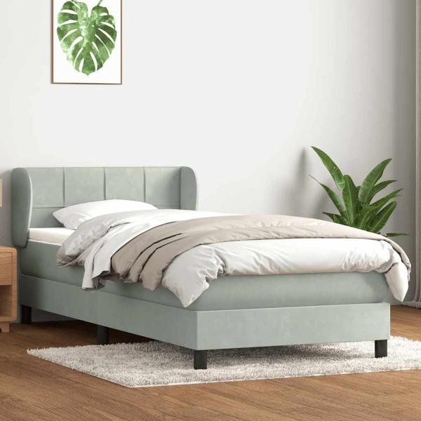 ARDEBO.de - Boxspringbett mit Matratze Hellgrau 80x220 cm Samt
