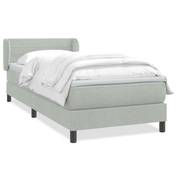Boxspringbett mit Matratze Hellgrau 80x220 cm Samt